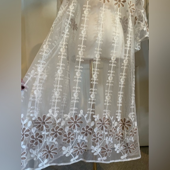 Sheer Embroidered Kimono Duster – Ivory Floral Lace, NWOT - Picture 4 of 12